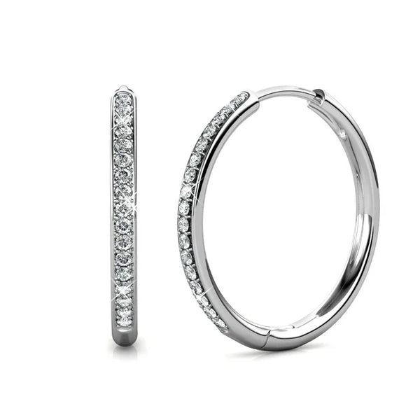 Cate & Chloe Bianca 18k White Gold Plated Silver Hoop Earrings (3 Colors)