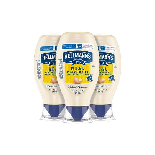 3 Hellmann's Real Mayonnaise Squeeze Bottles
