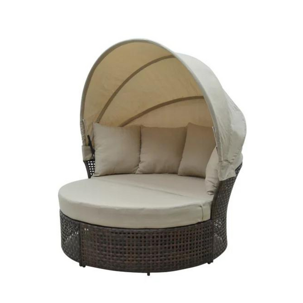 2-Piece Outdoor Daybed with Retractable Canopy (2 Colors)