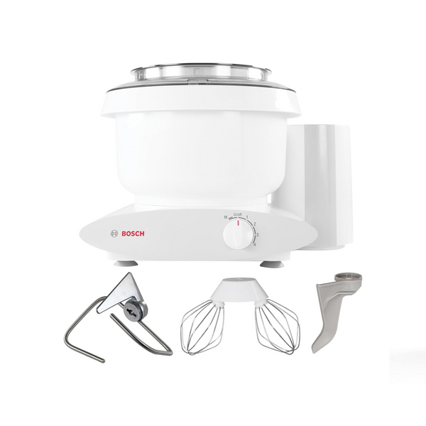 Bosch Universal Plus Stand Mixer 6.5 QT With Wire Whips, Dough Hook, & NutriMill Dough Hook Extender Bundle
