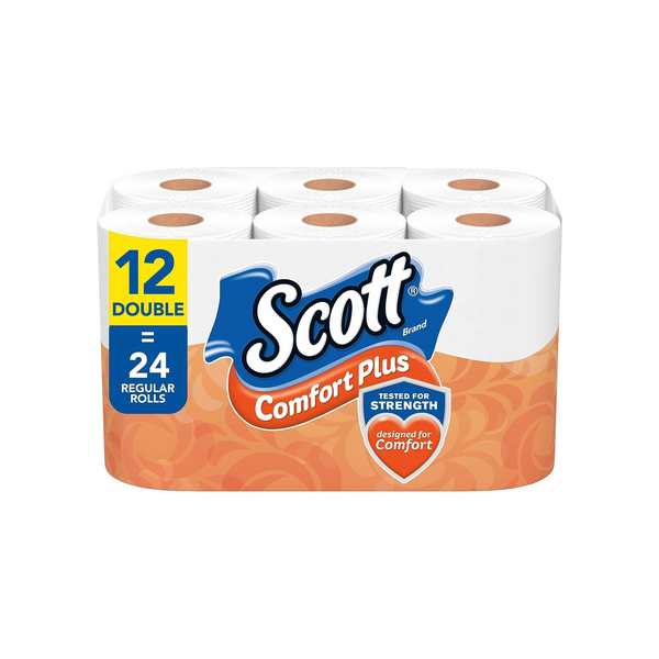 12 Double Rolls = 24 Rolls Scott ComfortPlus Toilet Paper
