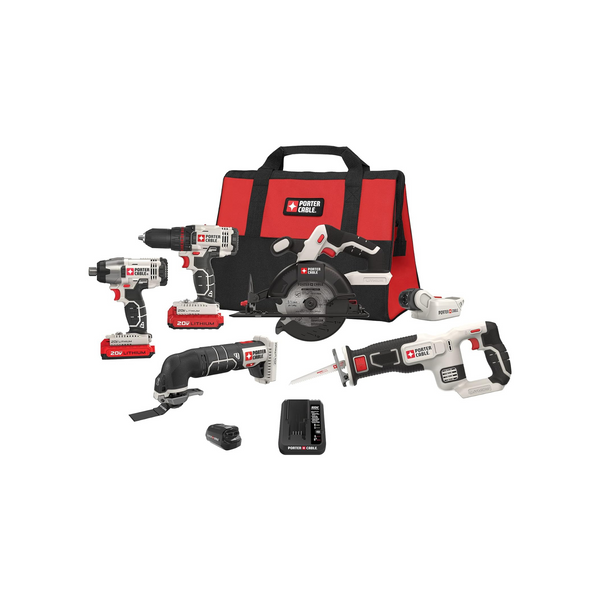 6 Tool Porter-Cable 20V Max Cordless Drill Combo Kit