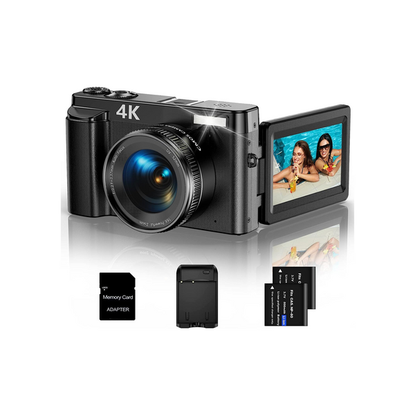 4K Digital Camera With SD Card And 2 Batteries