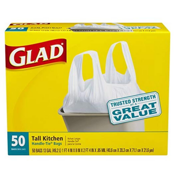 50 Glad Tall Kitchen Handle-tie 13 Gallon Trash Bags