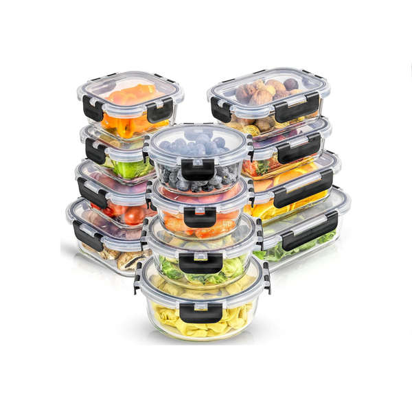24 Piece Borosilicate Glass Storage Containers with Lids