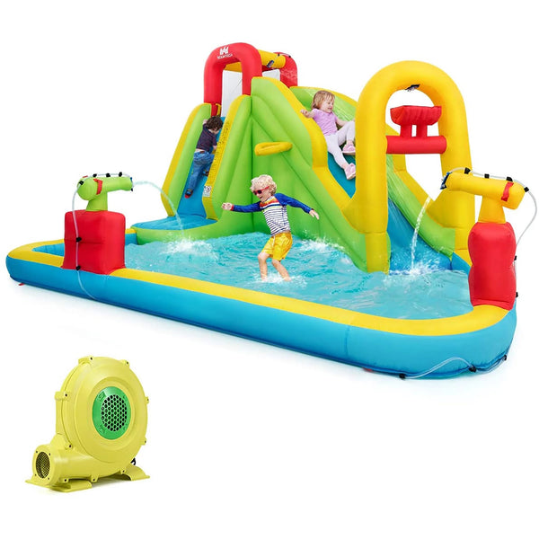 Inflatable Water Slide Kids Splash Pool Bounce House with 480w Blower