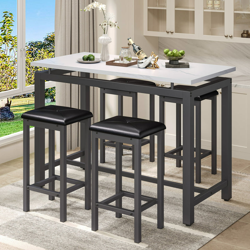 Set of 5 Segmart Counter Height Breakfast Bar Table & Stool Set (Various)