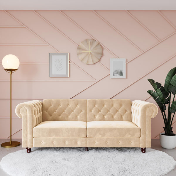 DHP Felix Chesterfield Coil Sofa Futon