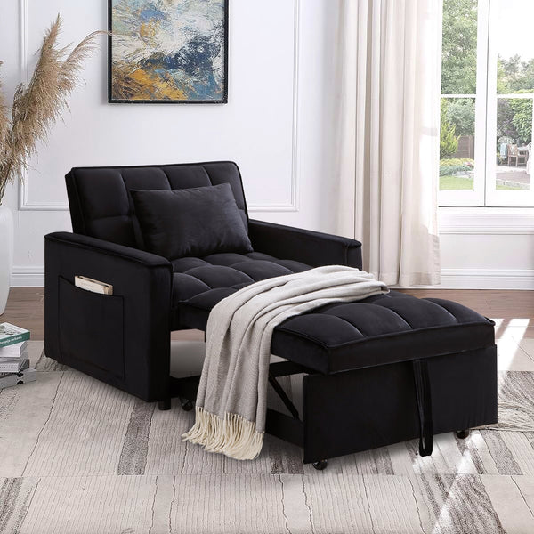 3-in-1 Convertible Sleeper Sofa Chair Bed (2 Colors)