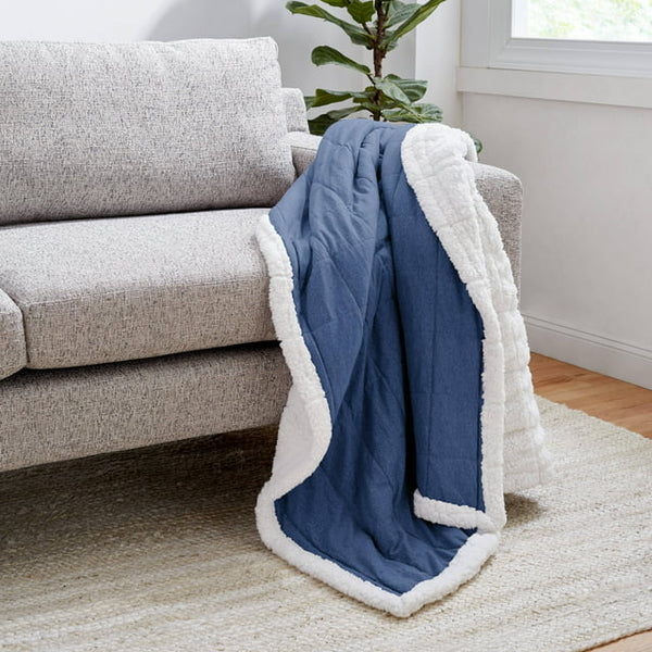 Gap Home Quilted Jersey Reversible Sherpa Throw Blanket