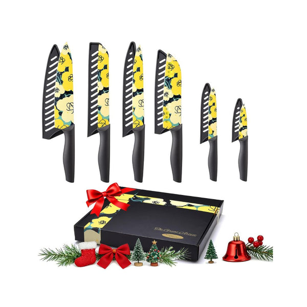 6 Marco Almond Artistic Designed Pattern Kitchen Knife Set