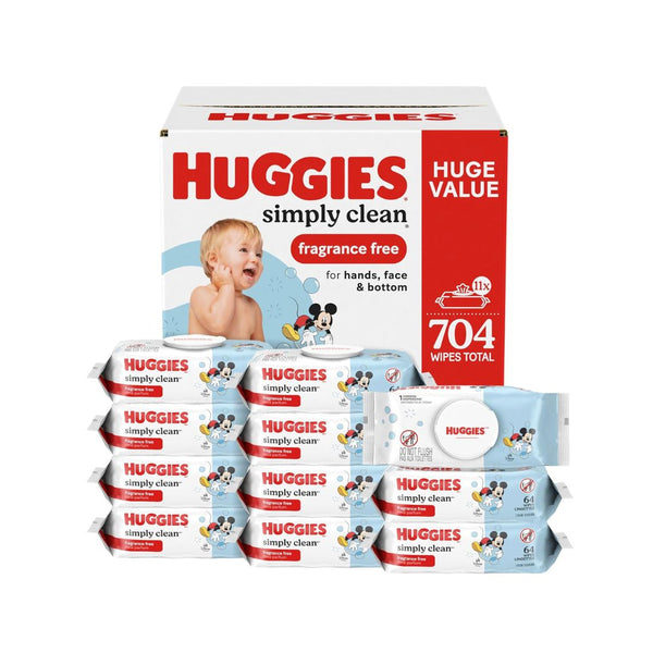 11-Pack Huggies Simply Clean Unscented Baby Diaper Wipes