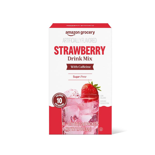 10-Packets Amazon Grocery Strawberry Drink Mix