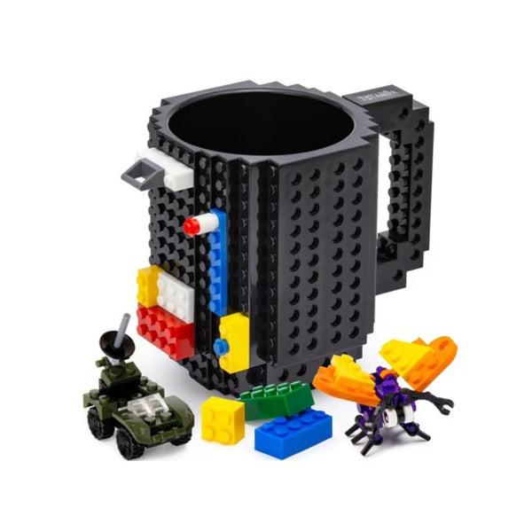 Build-On Brick Mug with 3 Packs of Bricks (3 Colors)