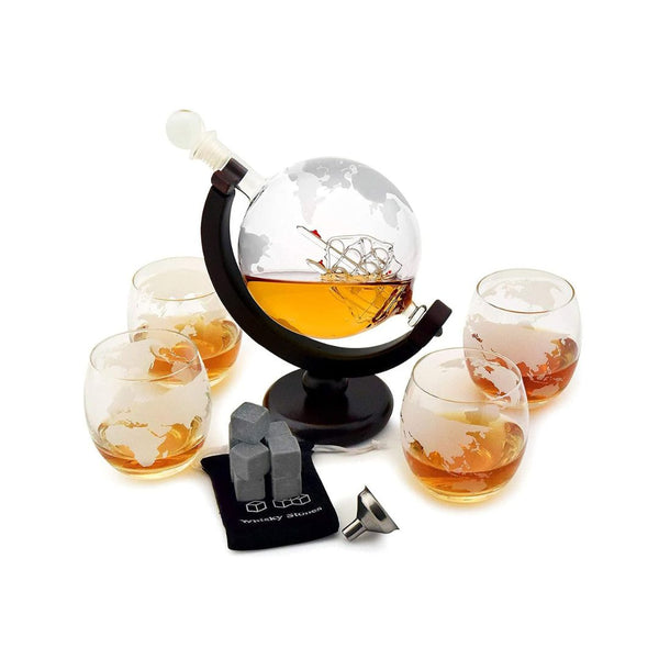 Globe Whiskey Decanter Set
