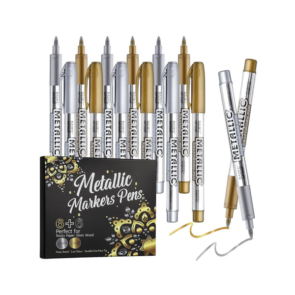 12-Pack Metallic Markers Pens