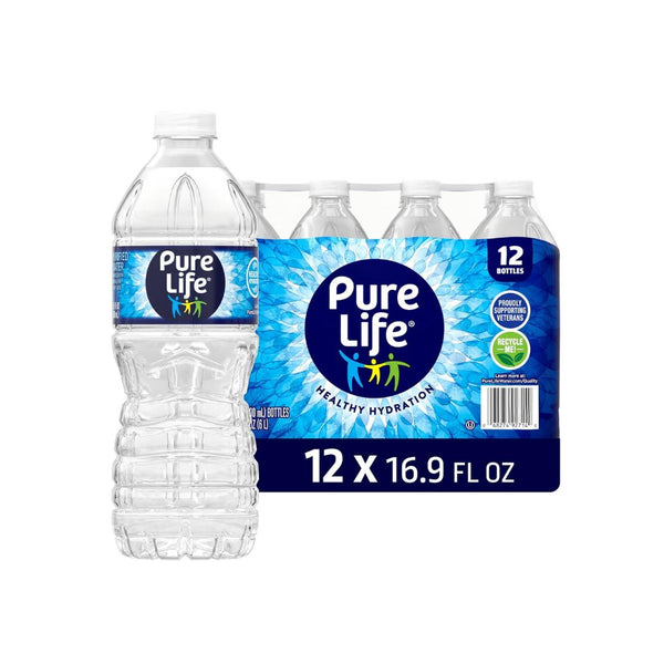 12-Pack Pure Life Purified Water Bottles