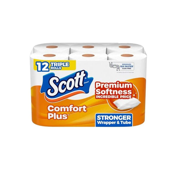 12 Triple Rolls = 36 Regular Scott ComfortPlus Toilet Paper