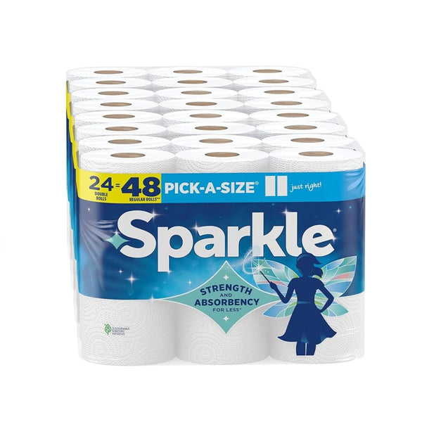 24 Double (48 Regular) Sparkle Pick-A-Size Paper Towel Rolls