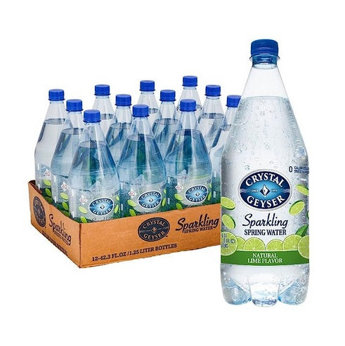 12-Pack Crystal Geyser Natural Flavored Sparkling Spring Water, Lime, Large 42 oz Bottles
