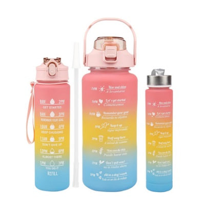 3-Pc Water Bottle with Time Markers Set (64oz, 26oz, 10oz)