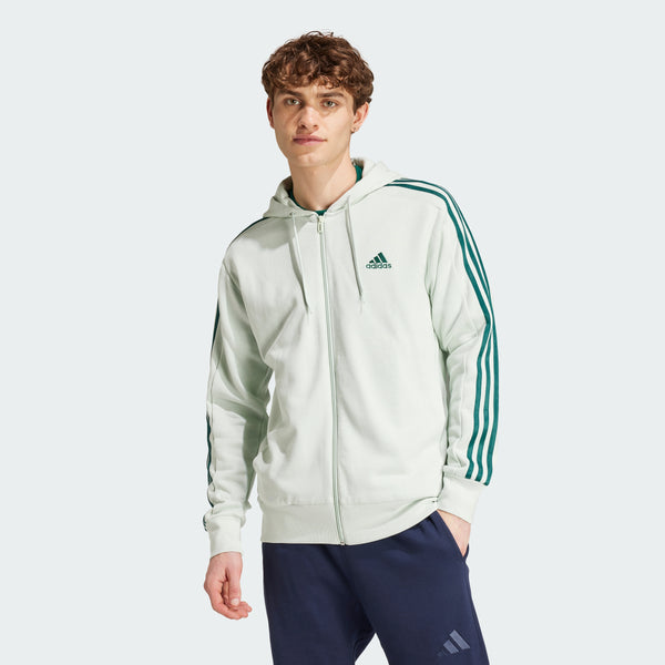 adidas men Essentials French Terry 3-Stripes Full-Zip Hoodie