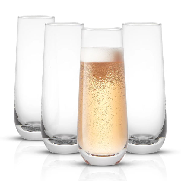 4 Crystal Stemless Champagne Flutes Set