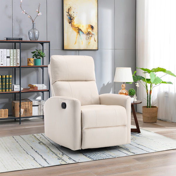 Wide Modern Soft Upholstered Glider And Swivel Manual Recliner