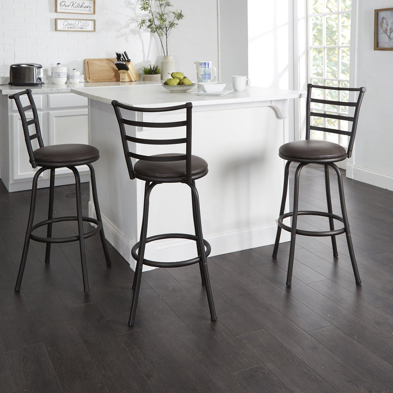 Mainstays 3 Pack Adjustable Bronze Ladder Back Swivel Barstool