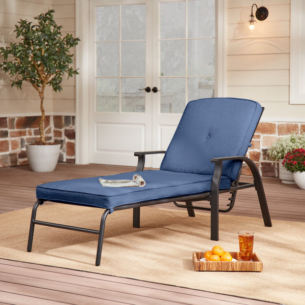 Mainstays Belden Park Cushion Steel Outdoor Chaise Lounge