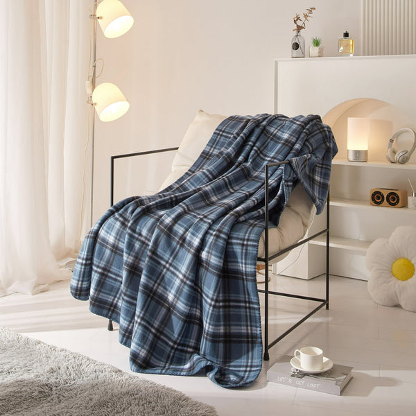 Mainstays Cozy Blue Plaid Fleece Throw Blankets