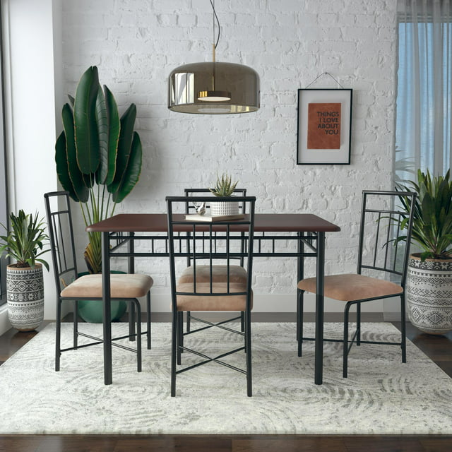 5-Piece Wood & Metal Dining Set