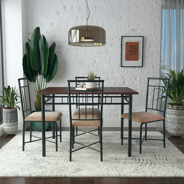 5-Piece Wood & Metal Dining Set
