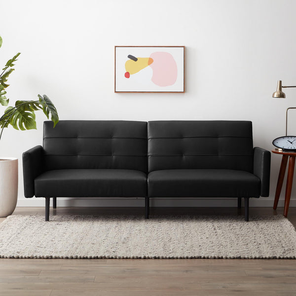 Sofa Bed with Buttonless Tufting and Removable Arms (3 Colors)