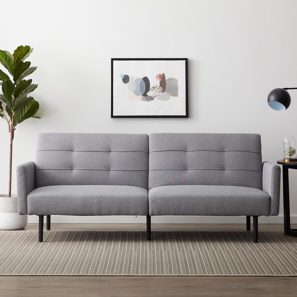 Sofa Bed with Buttonless Tufting and Removable Arms (6 Colors)