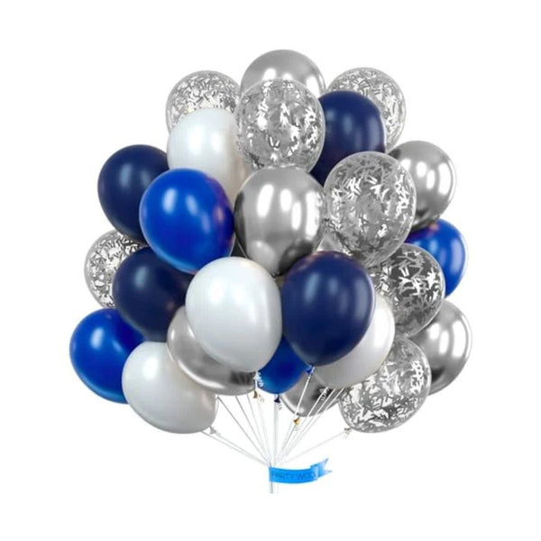 100-Pack Blue and Silver Balloons