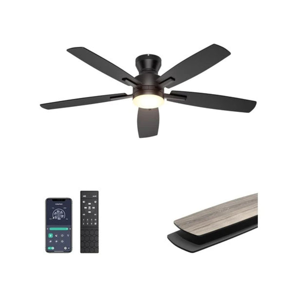 52" Smart Low Profile Ceiling Fan with Light & Remote