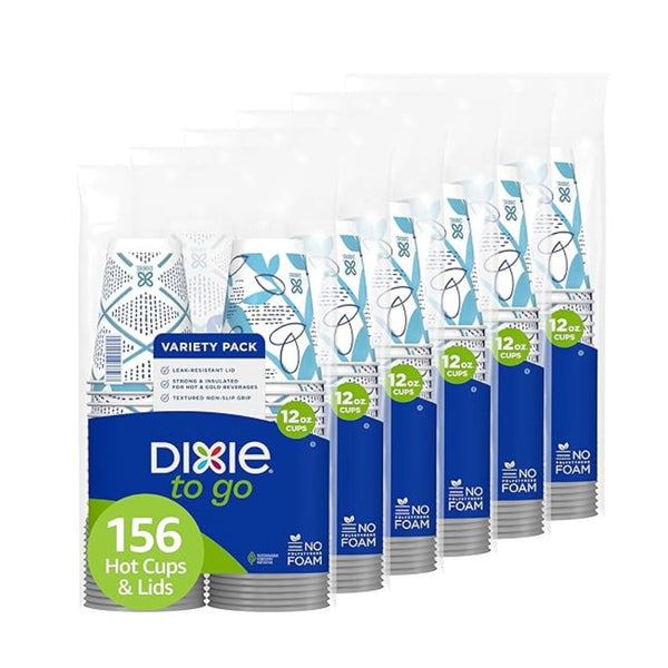 156-Count Dixie To Go Paper Coffee Cups With Lids