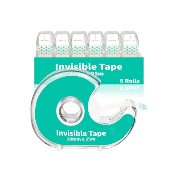 6 Pack Invisible Tape with Dispenser, 3/4 x 1000 Rolls