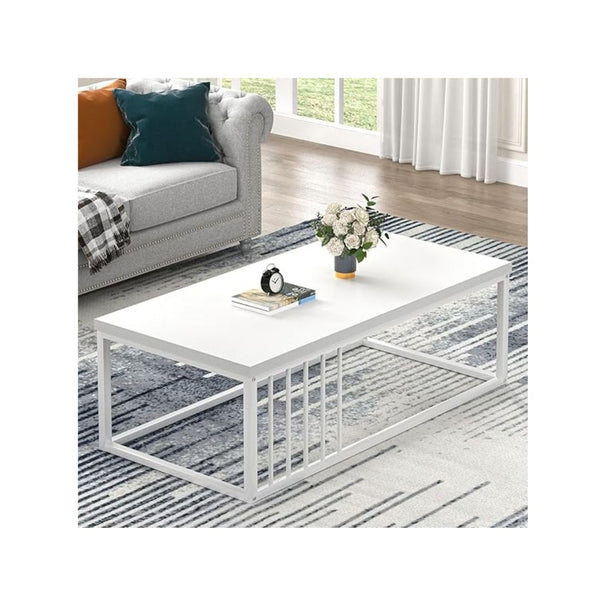 Modern Wood and Metal Rectangle Coffee Table 43.3 Inch