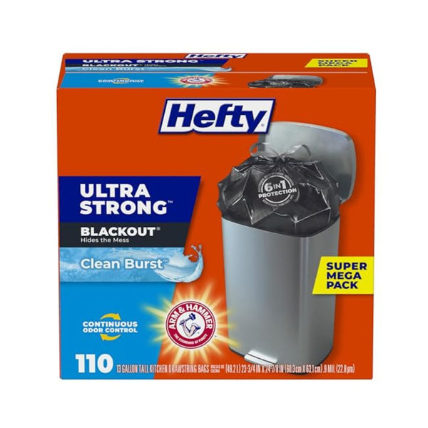 110 Count Hefty Ultra Strong 13 Gallon Trash Bags