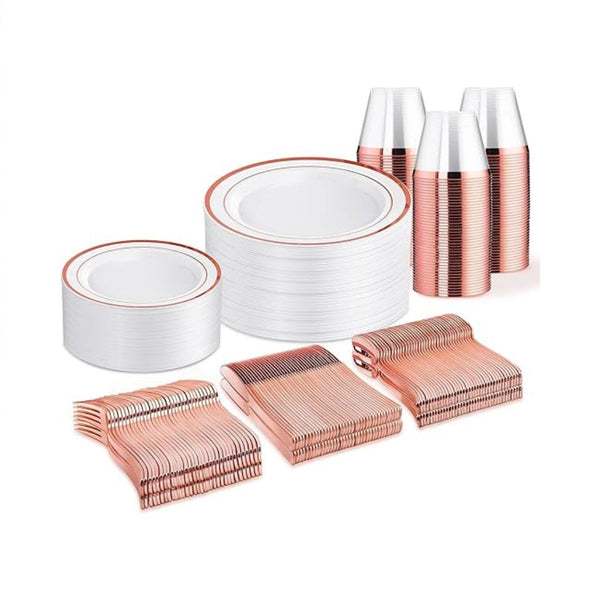 300 PCS Rose Gold Dinnerware Set