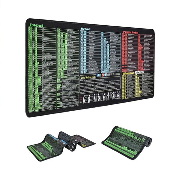 Excel Shortcut Desk Pad Mouse Mat, Waterproof Non-Slip