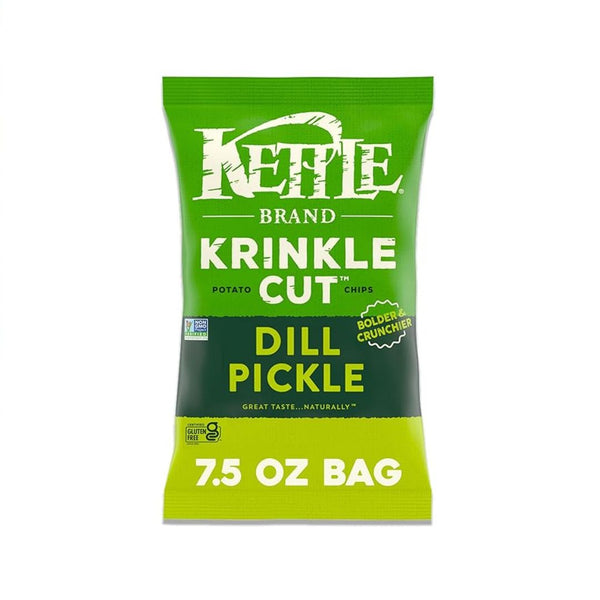 Kettle Brand Potato Chips, Krinkle Cut, Dill Pickle Kettle Chips