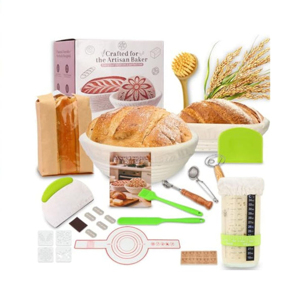 Sourdough Starter Kit with 2 Banneton Bread Baskets