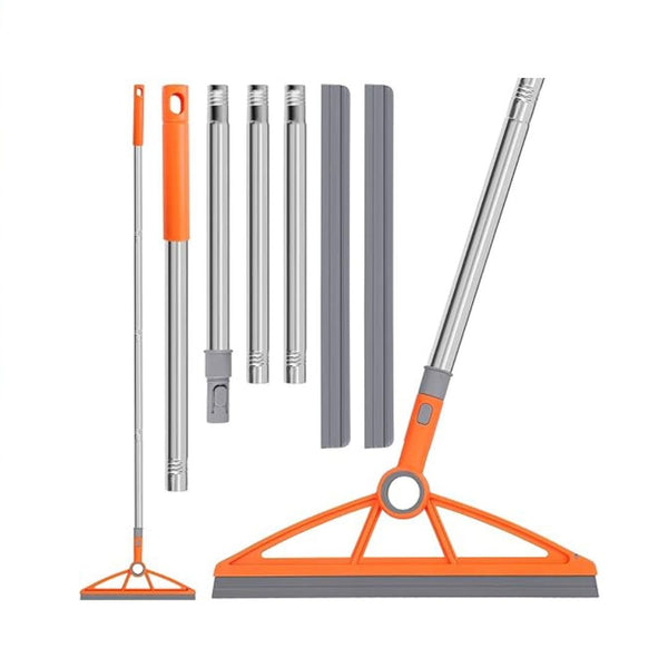2-in-1 Adjustable Rubber Broom with Scraper