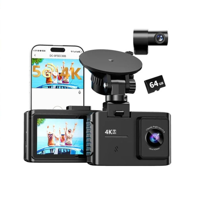 4K Front & Rear Dual Dash Cam with Night Vision & WiFi
