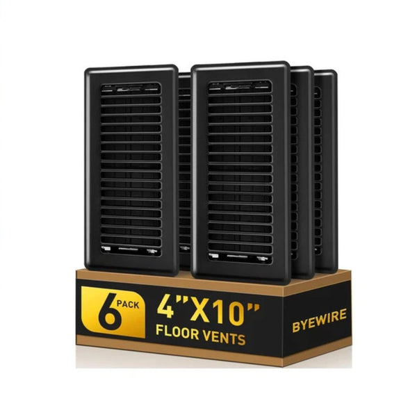 6-Pack Heavy Duty Floor Vent Register Covers (4"x10") (2 Colors)