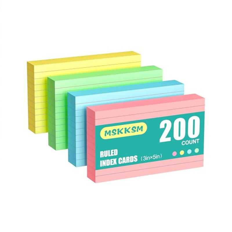 200 Pack Ruled Index Cards 3x5 Flashcards