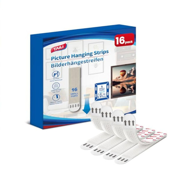 16 Pairs Picture Hanging Strips Heavy Duty Adhesive